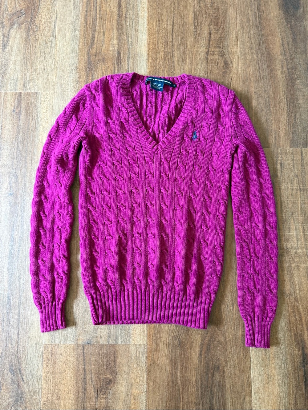 Ralph Lauren Sport Cable-Knit V-Neck Sweater Small
